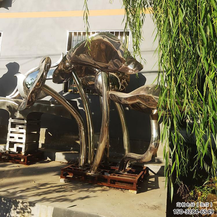 酒店荷葉雕塑 景觀美陳植物雕塑 現(xiàn)代花卉雕塑