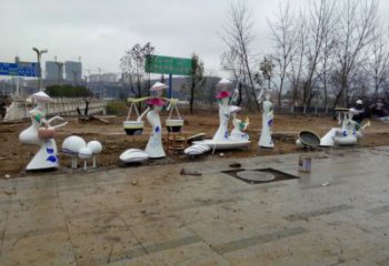 庭院仕女雕塑 城市彩繪雕塑 古代小品