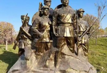 大門口紅軍雕塑 發(fā)光公園革命雕塑 仿真抗戰(zhàn)雕塑