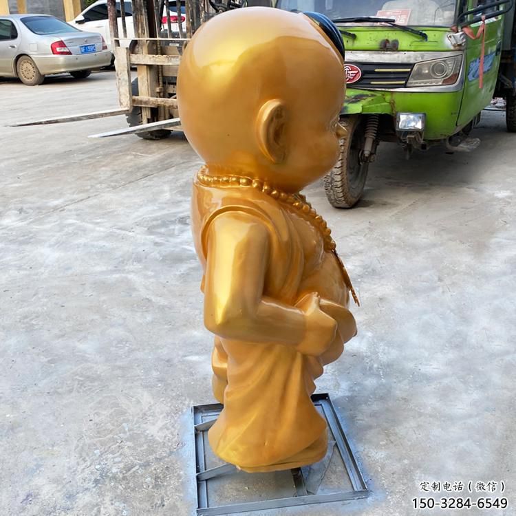 美陳小和尚雕塑 異形兒童雕塑 酒店肖像雕塑