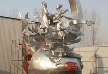 仿古牛郎織女雕塑 庭院彩繪雕塑 田間小品