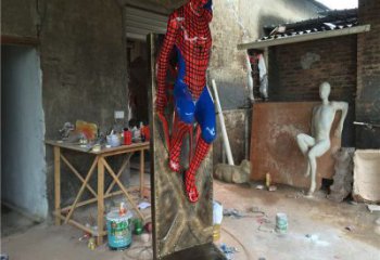 彩繪蜘蛛俠雕塑 卡通雕塑 步行街?jǐn)[件