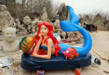 草地美人魚雕塑 現(xiàn)代校園卡通雕塑 大型動漫雕塑