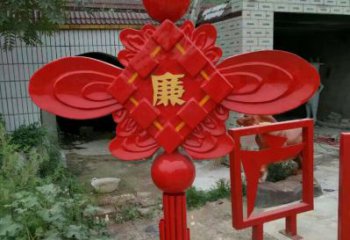 城市中國(guó)結(jié)雕塑廠家，烤漆工藝制作，民俗文化標(biāo)識(shí)