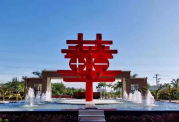 鍛造中國(guó)結(jié)雕塑 懸空餐飲店雕塑 戶外文化雕塑