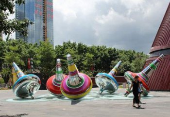 戶外陀螺雕塑 噴漆景觀雕塑 燈光地標雕塑