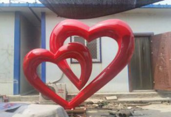 心心相印不銹鋼雕塑 烤漆景觀擺件，小區廣場擺件