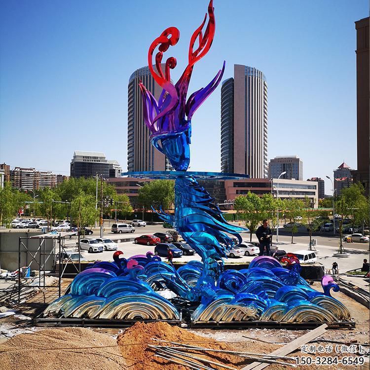 街頭浪花雕塑 大型別墅區(qū)波浪雕塑 鋼管波浪雕塑