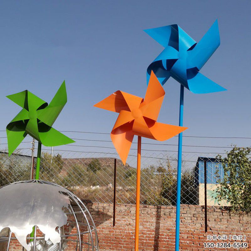 步行街風(fēng)車雕塑 游樂場風(fēng)動(dòng)雕塑 鑄造旋轉(zhuǎn)雕塑