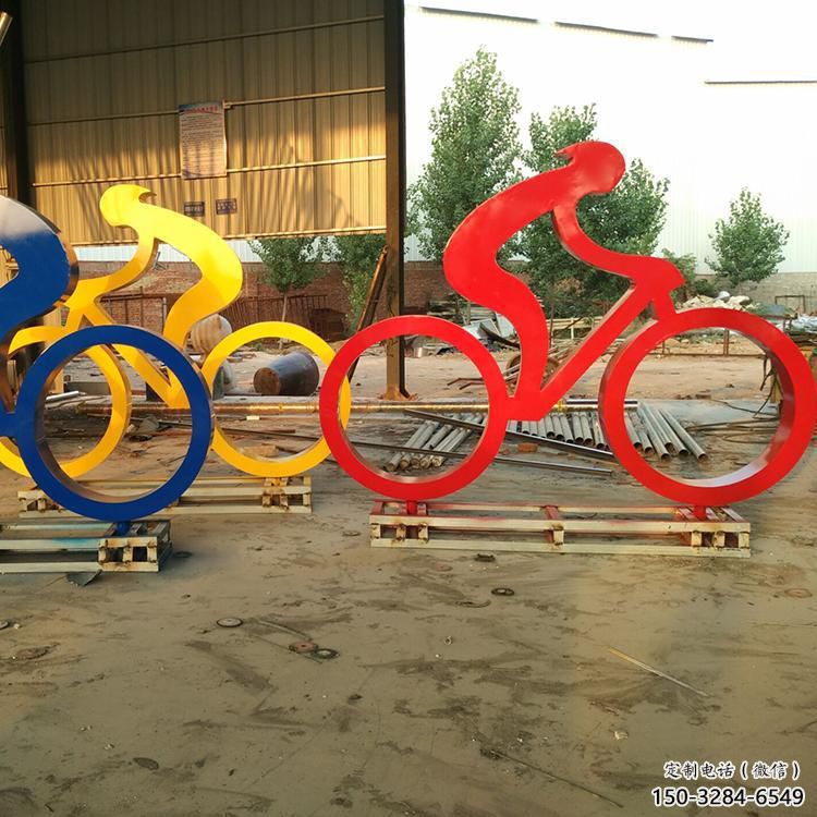 水景自行車雕塑 彩繪剪紙運動員雕塑 現代體育雕塑