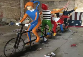 步行街自行車雕塑 游樂場體育雕塑 鑄造運(yùn)動員雕塑