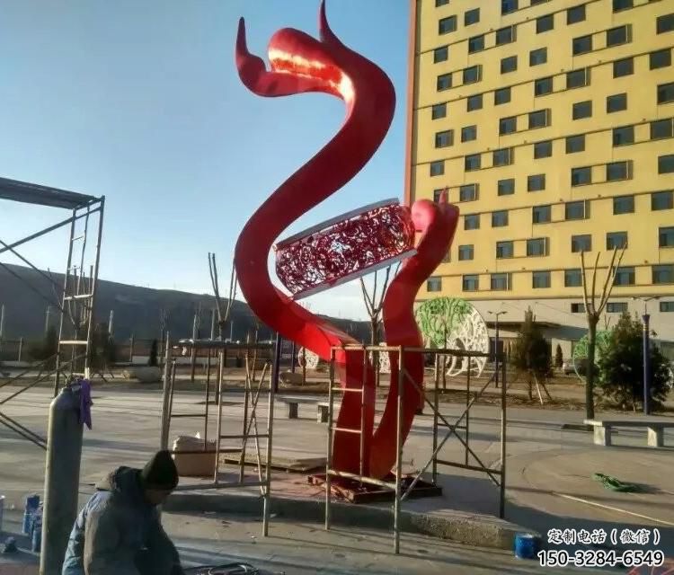 水景大鼓雕塑 彩繪剪紙雕塑 現代鑼鼓雕塑