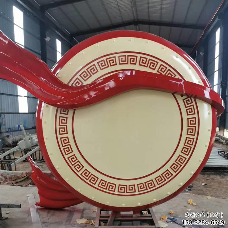 政府大鼓雕塑 仿真鑼鼓雕塑 烤漆雕塑