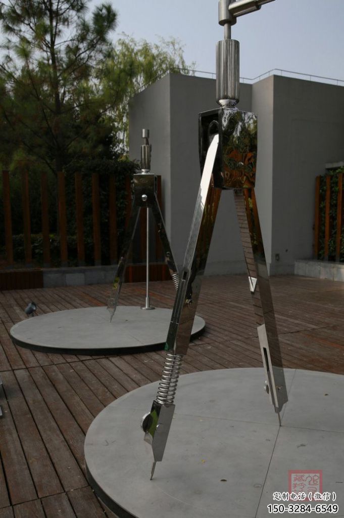 房地產圓規雕塑 現代景觀雕塑 幾何標識雕塑