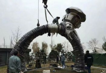 現代指環雕塑 大型別墅區標識雕塑 彩繪戒指環雕塑