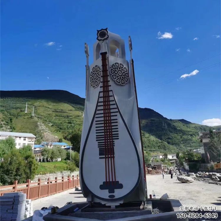 廣場琵琶雕塑 抽象樂器雕塑 烤漆音樂雕塑
