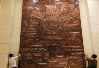 校徽雕塑 異形噴水浮雕雕塑 農(nóng)村景墻雕塑