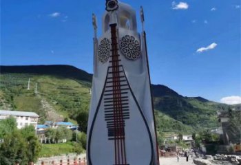 廣場(chǎng)琵琶雕塑 抽象樂器雕塑 烤漆音樂雕塑