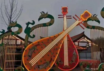 街道琵琶雕塑 現(xiàn)代樂器雕塑 彩繪音樂雕塑