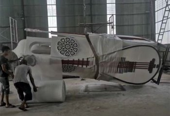 烤漆琵琶雕塑 鋼管樂器雕塑 室內音樂雕塑