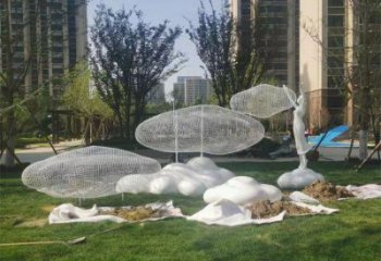 燈光云梯雕塑 景觀梯子雕塑 商業街云朵雕塑