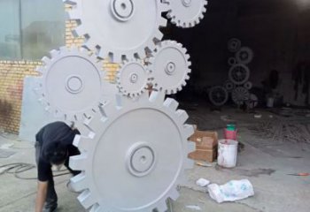 抽象齒輪雕塑 啞光工業雕塑 室內機械雕塑