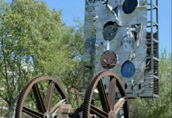 仿古齒輪雕塑 騰飛工業雕塑 房地產機械雕塑