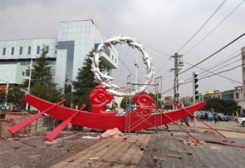 公園龍舟雕塑 鏡面公園劃槳雕塑 景觀競(jìng)賽雕塑