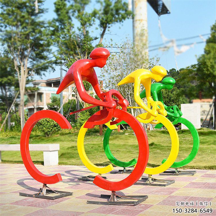 噴漆賽車(chē)雕塑 中式村口賽車(chē)人雕塑 草地體育雕塑