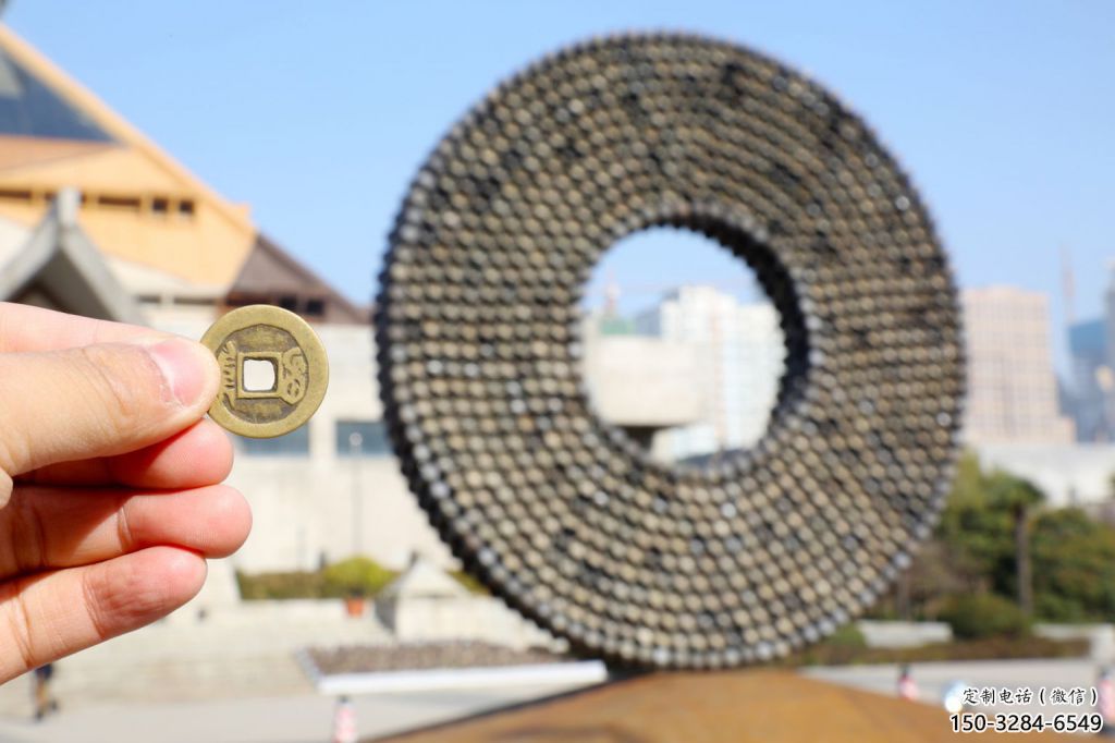 鑄造古幣雕塑 中式村口雕塑 景觀銅幣雕塑