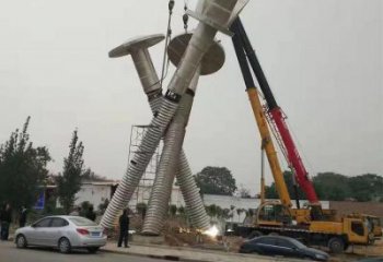 戶外螺絲釘雕塑 噴漆器械雕塑 燈光工業雕塑