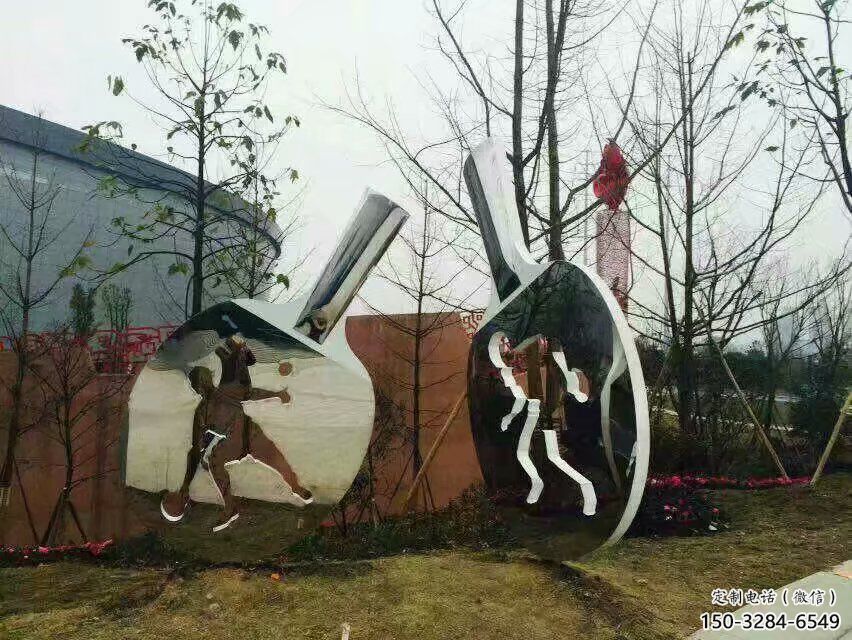中式球拍雕塑 啞光網(wǎng)球拍雕塑 游樂場(chǎng)體育雕塑
