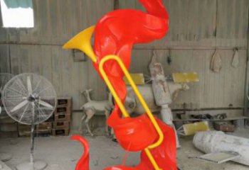 噴漆沖鋒號雕塑 中式村口小品 草地雕塑