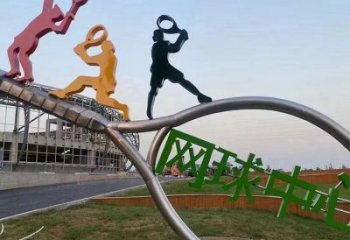 大型球拍雕塑 鍛造發光網球拍雕塑 房地產體育雕塑