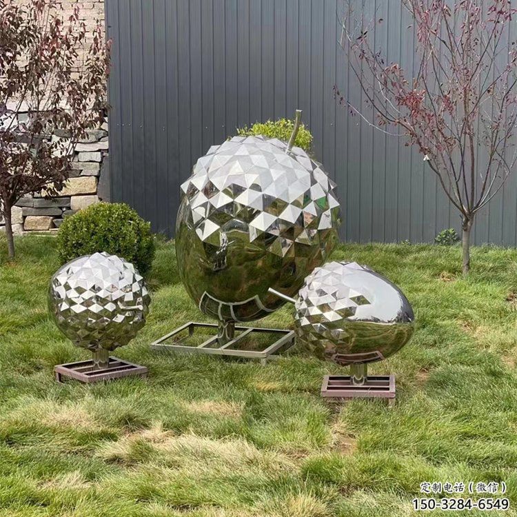 彩繪松塔雕塑 電鍍現(xiàn)代松果造型 公園雕塑