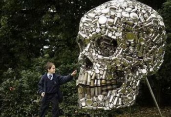 商業街骷髏雕塑 烤漆骷髏頭雕塑 彩繪鬼怪雕塑