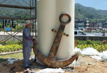 彩繪船錨雕塑 電鍍現代碼頭雕塑 公園雕塑