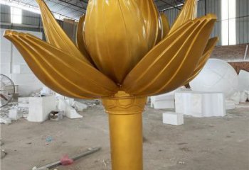 彩繪蓮花雕塑 電鍍現代水蓮花雕塑 公園花卉雕塑