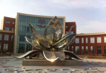 抽象蓮花雕塑 啞光水蓮花雕塑 室內花卉雕塑