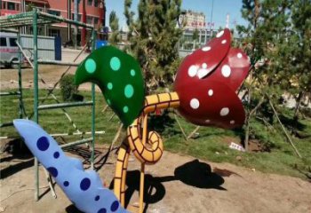 彩繪喇叭花雕塑 景觀雕塑 街頭花卉雕塑