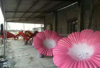 現代喇叭花雕塑 大型別墅區花卉雕塑 彩繪雕塑