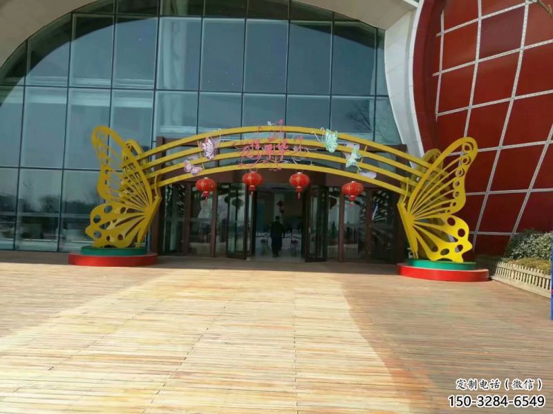 蝴蝶拱門雕塑,鏤空工藝，不銹鋼蝴蝶拱門雕塑