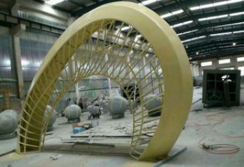 大型不銹鋼拱門(mén)雕塑，鏤空烤漆工藝制作
