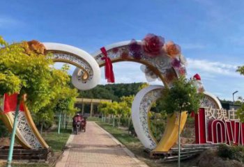 心形大門雕塑，創意設計，戶外不銹鋼拱門雕塑