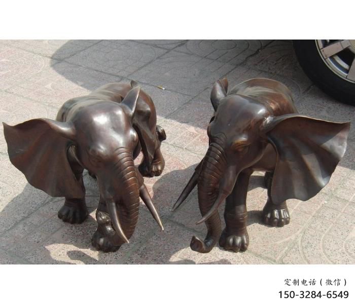 大象雕塑制造商，小區(qū)擺件，銅大象雕塑制造商