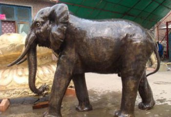 園林大象雕塑供應(yīng)，動物雕塑，銅大象雕塑素材制造