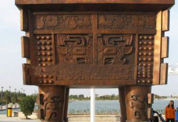 鎏金大克鼎雕塑，黃銅材質加工