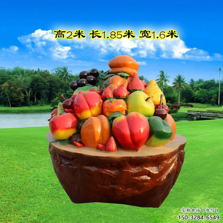 果籃雕塑訂做，室外軟裝，鐵藝果籃雕塑供應