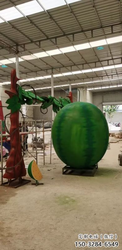果籃雕塑點擊，陸地擺件，景觀西瓜果籃雕塑預定