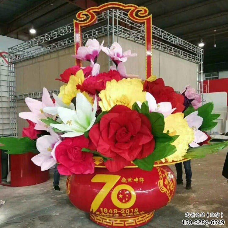 大型花籃雕塑，仿真景觀雕塑，烤漆工藝